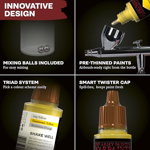 The Army Painter, Airbrush Starter Bundle, 12x18ml Air Acrylic Model Paints | Air Beginner Set incl. 1x100ml of each Cleaner, Medium, Anti-Shine Matt Varnish & Grey Primer, 1 Brush for Miniature Painting - color: Airbrush Starter Bundle