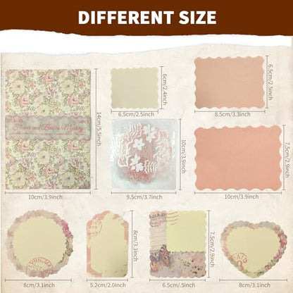 250Pcs Vintage Journal Supplies Kit,Scrapbook Papers Stickers