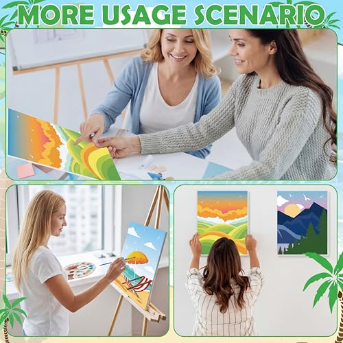 Blosssound 10 Set Pre Printed Canvas Pre Drawn Canvas Painting with Easel Kits 5" x 7" Outline Painting Panels for Beginners, DIY Craft Project, Home Decors(Summer) - style: Summer