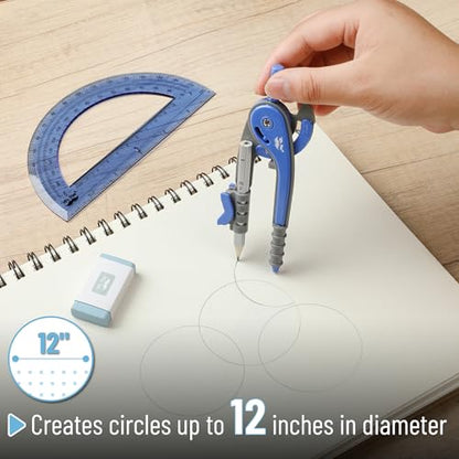 Mr. Pen- Geometry Compass and Protractor Set, 6 Inch Compass - color: Midnight Blue, size: 1 Set