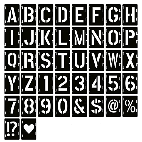 YEAJON 8 Inch Letter Stencils Symbol Numbers Craft Stencils, 42 Pcs Reusable Alphabet Templates Interlocking Stencil Kit for Painting on Wood, Fabric, Rock, Chalkboard, Sign, DIY Art Projects (8'') - size: 8 inch