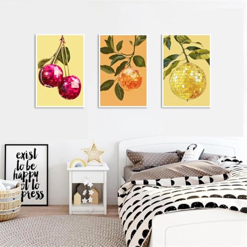 Clendo 6P Disco Ball Paint by Numbers Kit for Adults, DIY Fruit Adult's Paint by Numbers on Canvas, Easy Acrylic Watercolor Oil Painting by Number Without Frame(8x12 in) - color: MT20734-MT20739-US