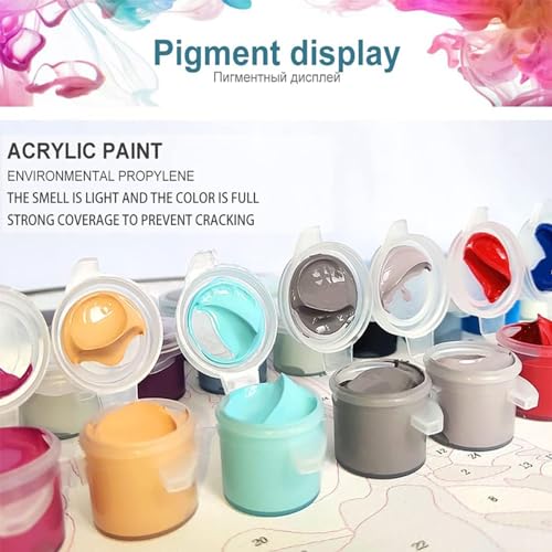 xackcme Rose Paint by Numbers for Adults, Flower Paint by Number on Canvas - color: MT12365