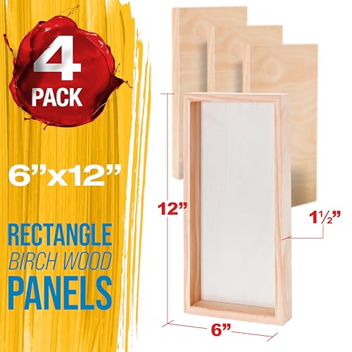 U.S. Art Supply 6" x 12" Unfinished Cradled Wood Panels for Painting - size: 6" x 12"