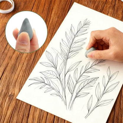 Phinus Kneaded Erasers for Artists, Drawing Eraser, Grey Kneadable Eraser, Absorbent Kneaded Eraser for Art Supplies, Charcoal Pencils, Sketching Supplies (8 Pack)