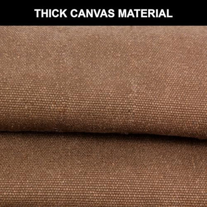 Men's Canvas Tool Apron, Heavy Duty Multi-Pocket Work Apron for Woodworking Gardening Bartender Adjustable Straps - color: Khaki
