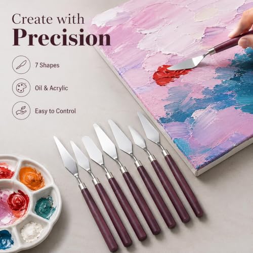 7 Pcs Palette Knife Set, Painting Spatula Tools for Acrylic Oil Art Mixing