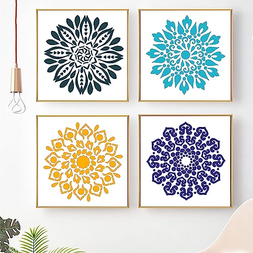 6 Pcs Large Pattern Mandala Stencils Reusable Mandala Dot Painting Templates DIY Floral Spray Paint Stencil Drawing Craft Stencil for Wood Wall Tile Floor Canvas Fabric Furniture Rock Concrete (8x8) - color: Chic Style