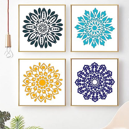 6 Pcs Large Pattern Mandala Stencils Reusable Mandala Dot Painting Templates DIY Floral Spray Paint Stencil Drawing Craft Stencil for Wood Wall Tile Floor Canvas Fabric Furniture Rock Concrete (8x8) - color: Chic Style
