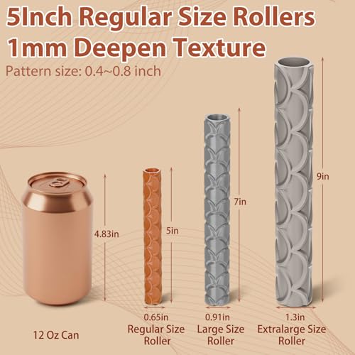 20 Pcs Clay Texture Rollers Set, 3D-Printed Clay Pottery Tools 5 in x 0.65 in for Miniatures, Tabletop, Pottery, DIY Crafting, Jewelry Crafting - size: 5 Inch