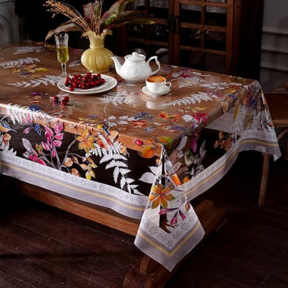 Clear Table Cover Protector Birds Vinyl Table Cloth, 52"x70" | Dining Room, Kitchen Meals, Tabletop Protection, Easy Cleanup, Brunch, Parties, Holiday Gatherings, Everyday Use - color: Birds, size: 52" x 70" (Rectangular)