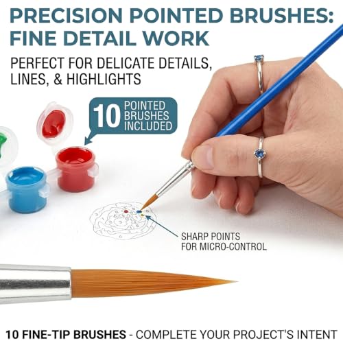 40 Empty Paint Containers with Lids - Mini Paint Pods | 240 Paint Pots with Lids, 40 Empty Paints Container Strips (3 ml/0.1 oz),40 Brushes,460 Labels for Paint Organization - color: 40 Strips+30 Flat+10miniature Brush+460 Labels