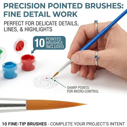 40 Empty Paint Containers with Lids - Mini Paint Pods | 240 Paint Pots with Lids, 40 Empty Paints Container Strips (3 ml/0.1 oz),40 Brushes,460 Labels for Paint Organization - color: 40 Strips+30 Flat+10miniature Brush+460 Labels