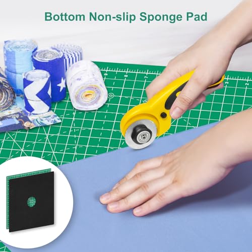 17"x17" Rotating Cutting Mat, Self Healing Mat with 360-Degree Rotation & Anti-Slip Base, Sewing Board Cutting Mat Perfect for Fabric Quilting Leather Hobby Project, Green - color: Green, size: 17"L x 17"W