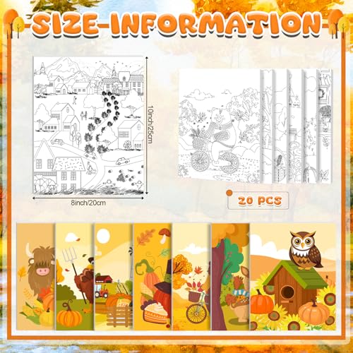 Sherr 20 Pcs Autumn Pre Drawn Canvas for Painting for Adults | Thanksgiving Outline Pre Drawn Canvas to Paint Fall Party Set, 8 x 10'' - style: Autumn