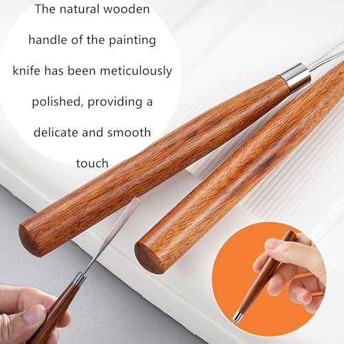 2 PCS Palette Knife Professional Paint Spatula | Pallet Knife, Stainless Steel, Wood Handle, For Oil, Canvas, Acrylic Painting, Color Mixing