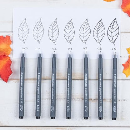 STAEDTLER 308 Pigment Liner Fineliner Pen - Ideal for Writing, Sketching, Technical Drawing, Marking Out - Black Ink - In Envelope Gift Packaging - 0.05mm Extra Fine Nib Size - Pack of 3