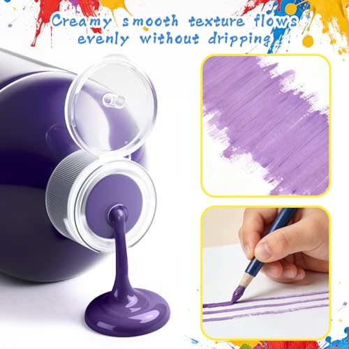 NewFamily Washable Paint Set, 12 Colors x 500ml (16.9 fl oz) Large Bottles, Bulk 6L Non-Toxic Poster/Tempera Paint for Paper, Cardstock, Canvas, Classroom Art & Crafts - color: 12 colors