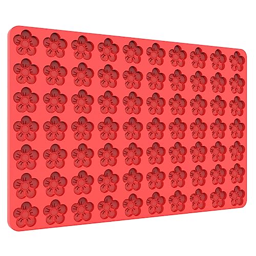 Small Flower Candy Molds Silicone Chocolate Gummy Molds, Blossom Silicone Fondant Cake Mold Mint Molds with Scraper (flower) - color: Red