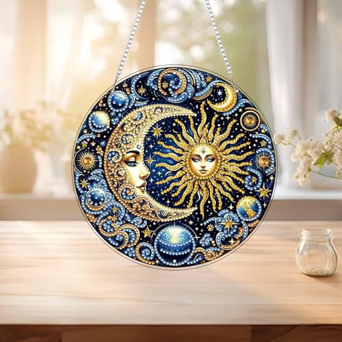 RYMILIE Hanging Diamond Art Kits for Adults Sun and Moon 8x8inch - color: DP01391