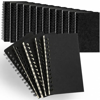Jutom 18 Pcs Small Spiral Notebook Memo Pad 3x5, Black - color: Black