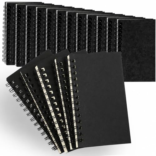 Jutom 18 Pcs Small Spiral Notebook Memo Pad 3x5, Black - color: Black