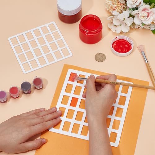 BENECREAT 2Pcs Acrylic Drawing Painting Stencils, Geometric Drafting Rectangle Template, Swatching Paint Template for Fabric Walls Crafts Arts Paper Home Decoration, 2.5mm Thick - size: 5.1x4.7 Inch & 6.3x6.7 Inch
