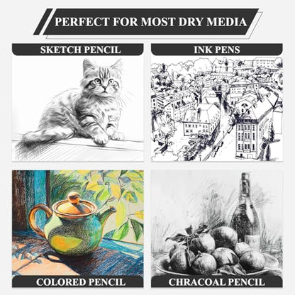 Yagol Sketch Book 9x12, 100 Sheets Spiral Bound Sketchbook, 68lb/100gsm Acid-Free Drawing Paper Pad for Sketching, Pencil, Charcoal & Dry Media, Art Sketch Pad for Students, Beginners & Artists.