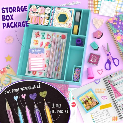 DIY Journal Kit for Girls Ages 8+, Stationery Set for Teen Tween Girl Gift | 2 Notebooks & 150+PCS, Arts and Crafts Kit, Scrapbook & diary kit, Birthday gifts for girls ages 8-14, Teen girl trendy stuff