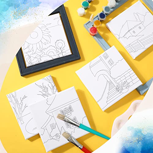 Honoson 6 Pcs 6 Inch Pre Drawn Outline Canvas Paint Kit with Pictures for Adults Paint Party Stretched Canvas Art Boards Set for Adult Beginner(Classic Style) - style: Classic Style
