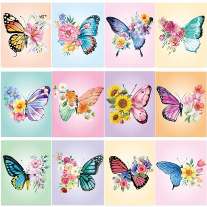 Sherr 12 Pcs Pre Drawn Canvas for Adults,Butterfly,8 x 10 Inch - size: 8 x 10 Inch, style: Butterfly