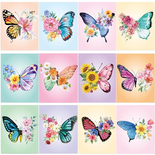 Sherr 12 Pcs Pre Drawn Canvas for Adults,Butterfly,8 x 10 Inch | Pre Printed Canvas, Sip and Paint Party Canvas Painting Kit, for Holiday Painting Crafts Favor - size: 8 x 10 Inch, style: Butterfly