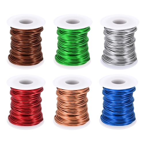 PATIKIL 12 Gauge 2 mm Aluminum Craft Wire, 49.2 Ft Metal Wire 6 Roll Armature Bendable Wire for Jewelry Making Metal Wrap DIY, Rose Gold/Silver/Bronze/Red/Sapphire Blue/Green - color: Rose Gold/Silver/Bronze/Red/Sapphire Blue/Green, size: 12 Gauge