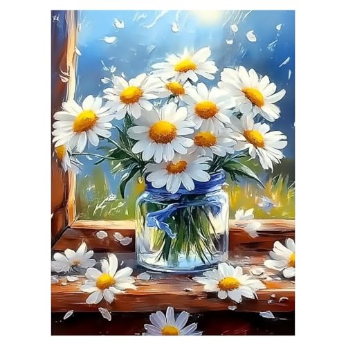 DOTZSO Diamond Art Kits for Adults Flowers Diamond Painting Kit 12x16in | 5D Flower Diamond Art Painting Kit for Adult, DIY Full Round Drill Tarot Gem Art Diamond Dot Kit for Home Wall Decor Gift - color: AI Flowers
