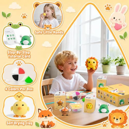 Air Dry Clay Kit -12 Animals Modeling Clay for Kids Arts and Crafts | Ultra Light & Soft,Safe & Non-Toxic,No-Sticky & Crack,DIY Molding Clay with Sculpting Tools,Party Favors Gifts for Girls Boys - color: #01Yellow- Pet Paradise