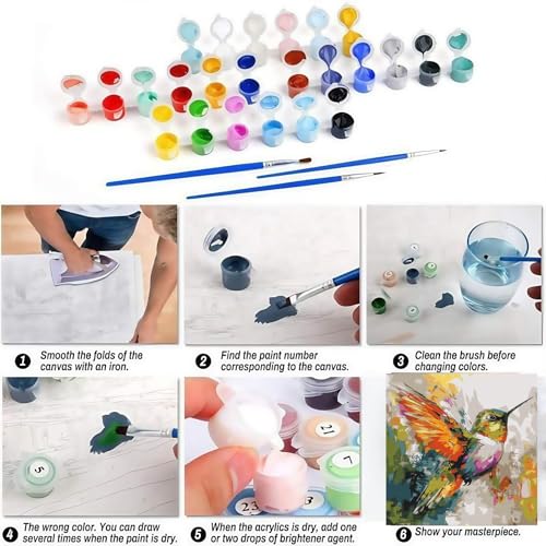 BYGFHLYW Animal Hummingbird Paint by Numbers Kit for Adults Beginners - color: PB250-1