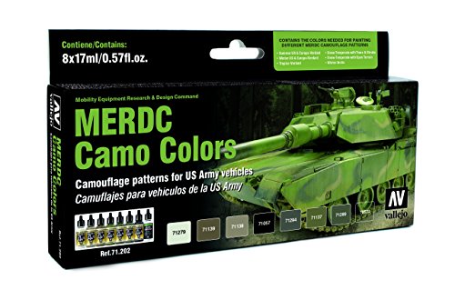 Vallejo - MERDC Camo Colors Acrylic Paint Set | Model Air | AFV Color Series Kit for Historical Reenactments with Artist-Quality Pigments | 8 Bottles x 17 ml (0.57 fl.oz.) - style: MERDC Camo Colors