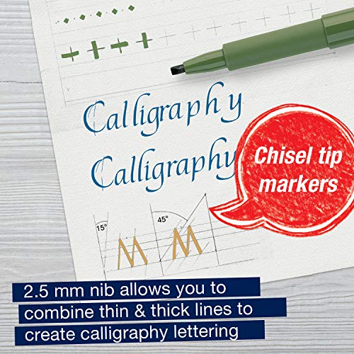 Faber-Castell Pitt Artist Calligraphy Pens | 6 India Ink Pens, 2.5 mm Chisel Tip | Multicolor Calligraphy Pen Set for Lettering, Journaling, Creative Writing & Hand Lettering Designs