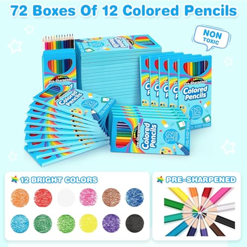 Jumlys 864 Count Colored Pencils Bulk, 72 Packs Pre-sharpened Color Pencil