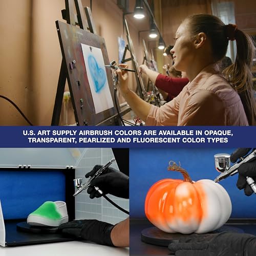 U.S. Art Supply Airbrush Paint Set - 12 Color Secondary Opaque with Reducer & Cleaner, Ready to Spray Air brush Paint, 1-Ounce Water-Based Acrylic for Painting Metal, Plastic Models, Canvas, Wood - color: 12-Color Secondary Set