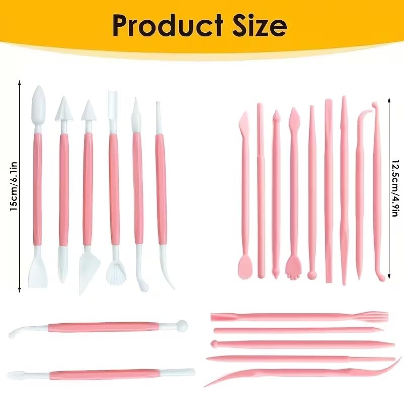 22 PCS Clay Sculpting Tools Set, Pink Air Dry Clay Tools & Polymer Clay Tools Kit, Double-Ended Plastic Modeling Tools for Pottery, Polymer Clay, Air Dry Clay & DIY Crafting for Adult - color: 22Pcs-Pink