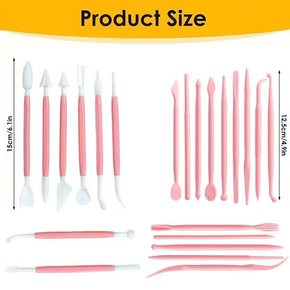 22 PCS Clay Sculpting Tools Set, Pink Air Dry Clay Tools & Polymer Clay Tools Kit, Double-Ended Plastic Modeling Tools for Pottery, Polymer Clay, Air Dry Clay & DIY Crafting for Adult - color: 22Pcs-Pink
