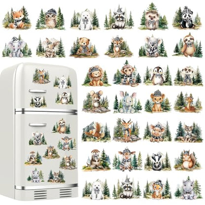 Xuhal 30 Pcs Wildlife Diamond Painting Magnets Diamond Art Kits for Adults | Forest Animal Refrigerator Magnets, 5D Rhinestone Fridge Magnetic Sticker, Zoo Animal Diamond Club Gifts, Small DIY Crafts - color: Woodland