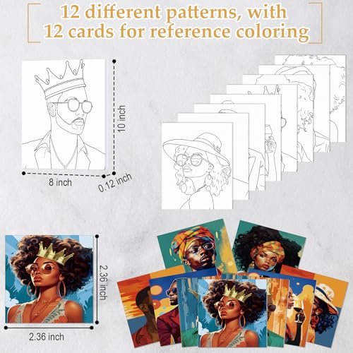 Cholemy 36 Pcs Paint and Sip Kit Gift for Adults 8''x10'',Black Women | Pre Drawn Canvas, Painting DIY Afro Acrylic Painting Kit, Wood Easel Brushes, Date Night Bulk, Summer Halloween Party - style: Black Women
