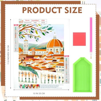 Yeaqee 4 Pcs Diamond Art Kits for Adults Gem Painting Kit DIY Jewel Diamond Art for Beginners Aesthetic Room Crafts Cute Painting Pictures 5d Craft Wall Decor for Home 10 x 11.8''(Scenery) - style: Scenery