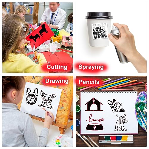Small Stencils for Painting on Wood Burning Reusable, 3 Inch Reusable Stencil for Craft Ornament Paint Template Stencils for Wall Card Rock Wood Signs Coasters Canvas Home Decor (Dog) - style: Dog