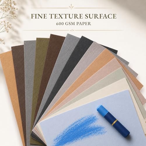 Somime 9x12 Sanded Pastel Paper Pad, 600gsm 12 Sheets of 12 Mixed Colors | Heavyweight Artist Drawing Paper Pad for Pencils and Soft Oil Charcoal Pastels - size: 9x12 12 sheets