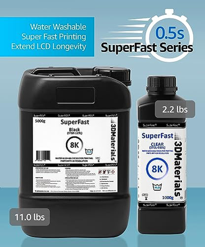 SuperFast 8K 3D Printer Resin Water Washable, 0.5 sec Print (1000g, Black) - color: Black, size: 1000g