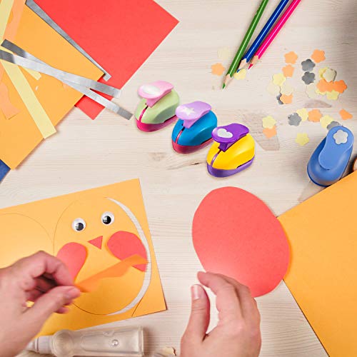 CHENGU Hole Punches 6 Shapes with Cardstock for Kids,Multiple Styles,1 Inch | Paper Punchers Ideal for Scrapbooking Card Making, Star Heart Circle Flower Shapes, Safe Design, Classroom Craft Supplies - size: 1 Inch, style: Multiple styles