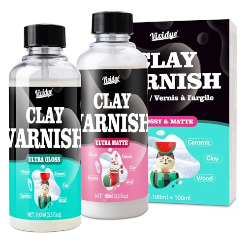 7oz Air Dry Clay Glaze Kit, High Gloss & Matte Varnish for Pottery